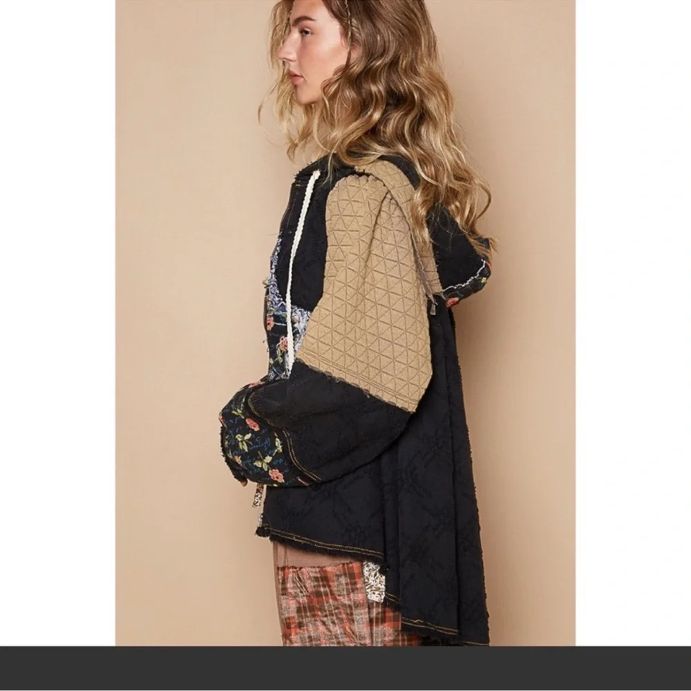 POL Bohemian Star Floral Patch Hooded Jacket S M L - Picture 3 of 4